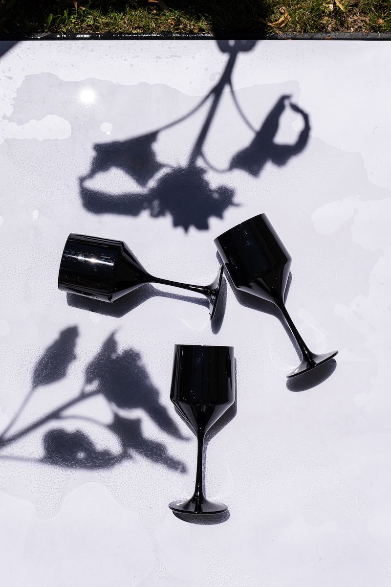verres à vin noirs incassables, ombres de fleurs